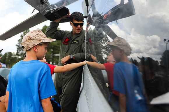 Children Check Out Marine Helicopter at Flagstaff Air and Car Show