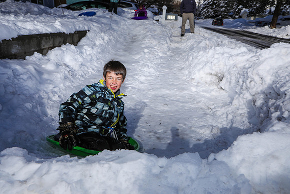 Family Builds Driveway Sled Course