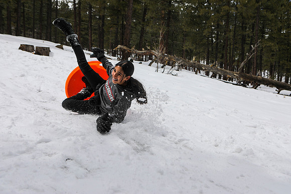 A Sledder Takes a Tumble