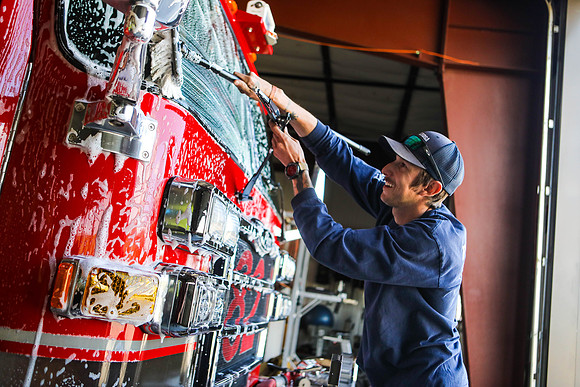 Bellemont Fireman Washes New Department Truck