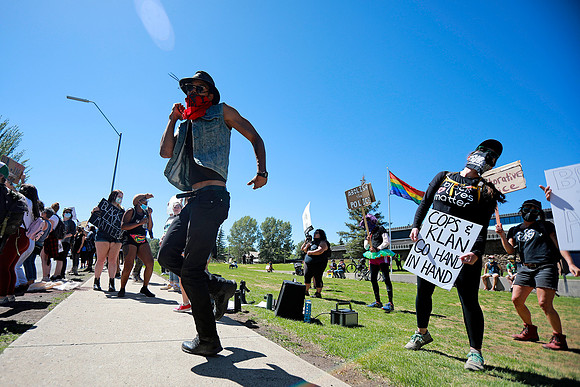 Protestors Dance at a Back the Blue Rally, Flagstaff